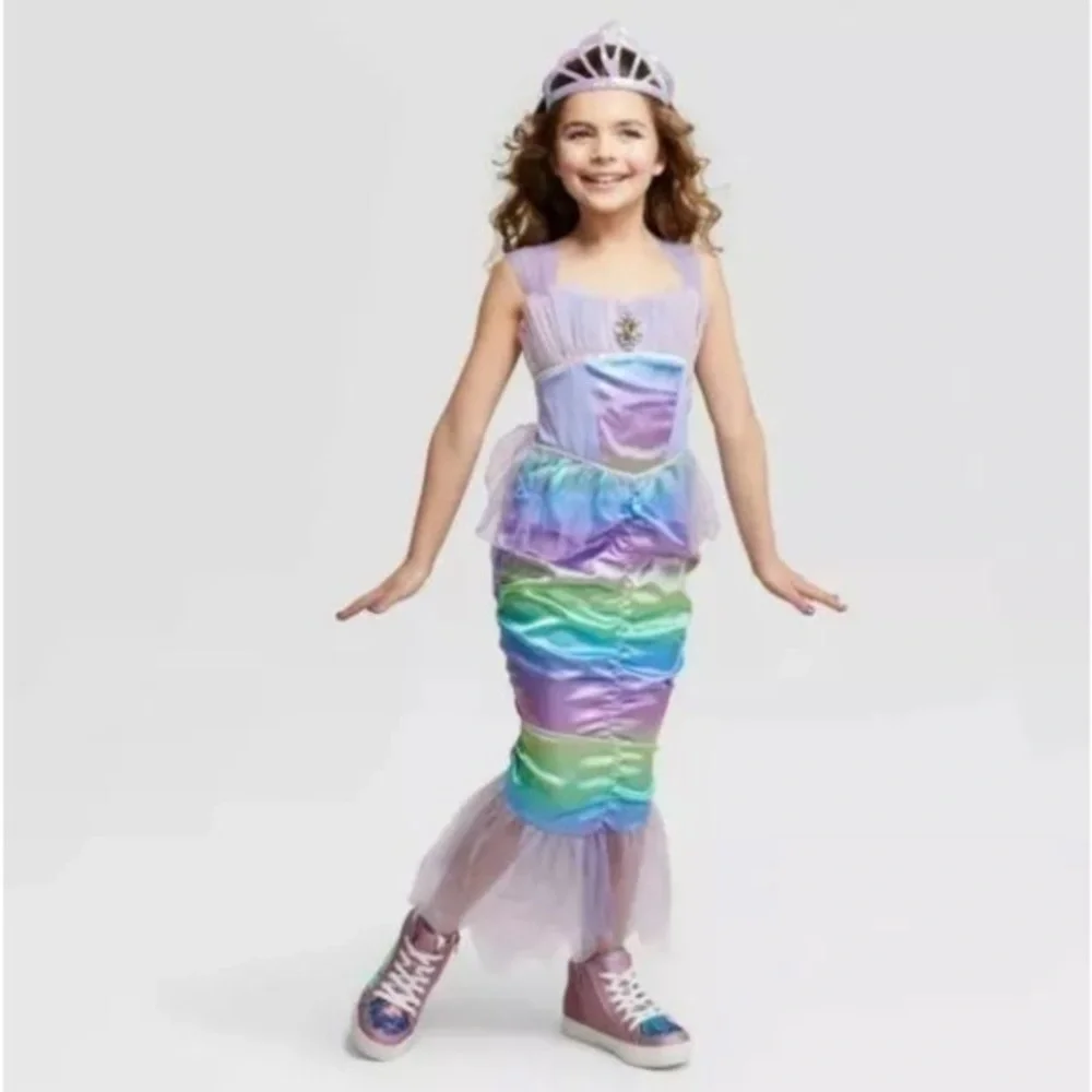NWT Mermaid Halloween Costume Dress Kids iridescent Mermaid Costume